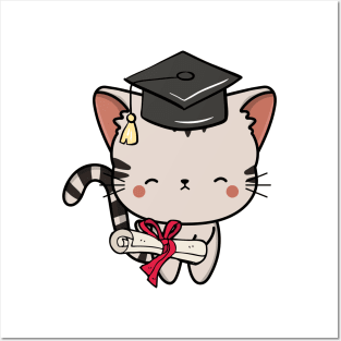 Funny Tabby cat is graduating Posters and Art